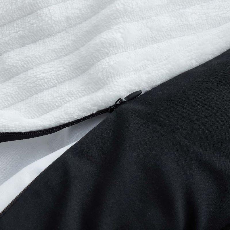 Nestl Premium Flannel Duvet Cover Set, 2 PC Reversible Twin Comforter Cover Set with Zipper Closure & Pillow Shams - Black & White