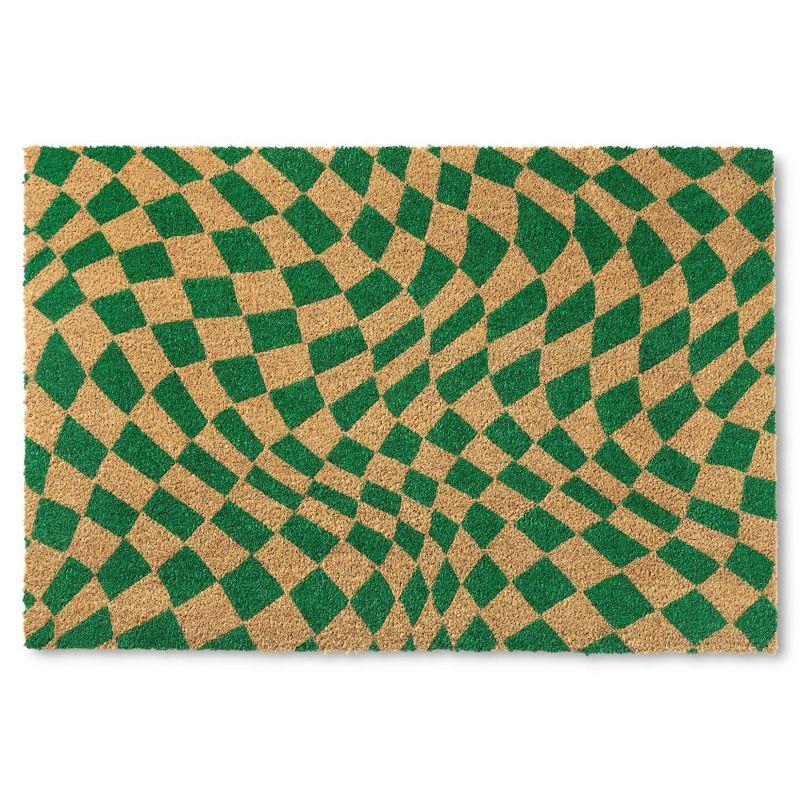 Town & Country Living TOWN & COUNTRY LIVING Emmett Groovy Checkerboard Non-Slip Indoor Outdoor Door Mat