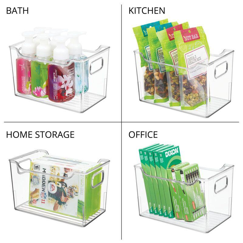 mDesign Deep Plastic Office Storage Container Bin with Handles - Clear