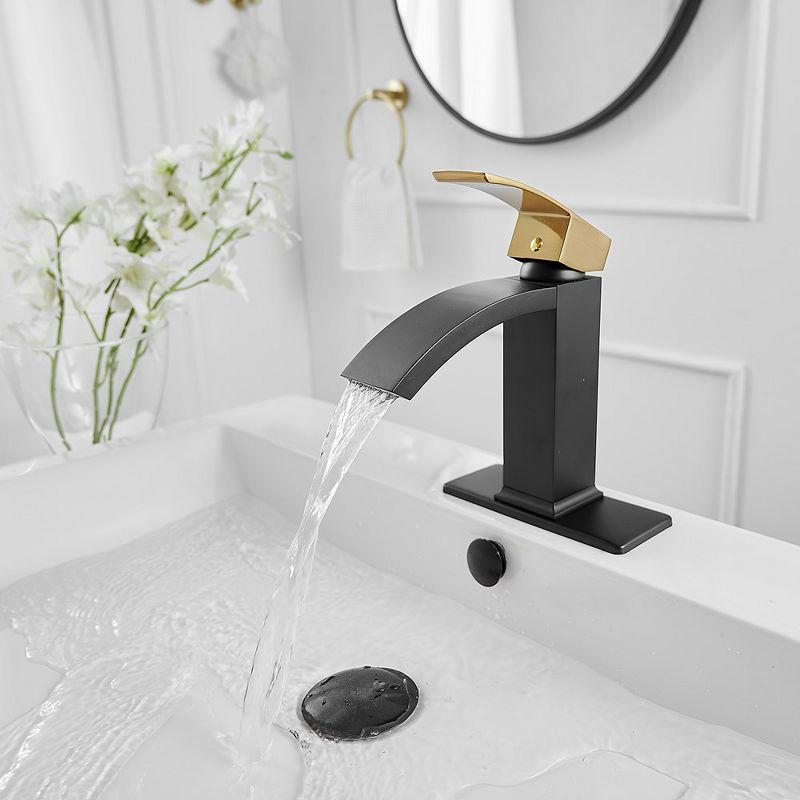 BWE Waterfall Single Hole Single-Handle Low-Arc Bathroom Sink Faucet With Pop-up Drain Assembly