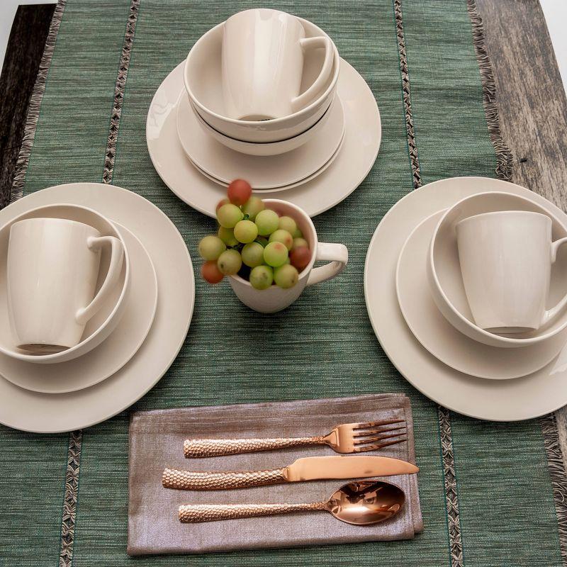 Gibson Home 16pc Ogalla Fine Ceramic Dinnerware Set - White: Dishware Set, Service for 4, Includes Dinner Plates & Bowls