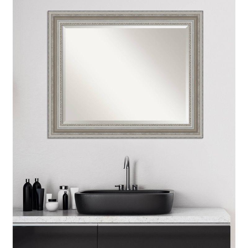 Parlor Silver Brushed 34x28 Bathroom Vanity Wall Mirror