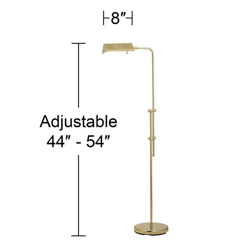 Regency Hill Traditional Adjustable Pharmacy Floor Lamp 54" Tall Brass Adjustable Metal Head for Living Room Reading Bedroom Office