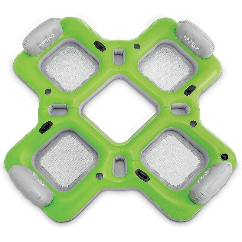 Intex Lounge Island Inflatable 4 Seat PVC Pool Raft Green 110 x 110 x 19 inches