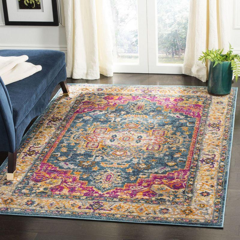 Blue Multi 4' x 6' Synthetic Floral Motif Area Rug