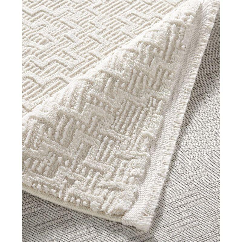 TOWN & COUNTRY LUXE Tretta Modern Geo Area Rug with Plush High-Low Texture, Ivory