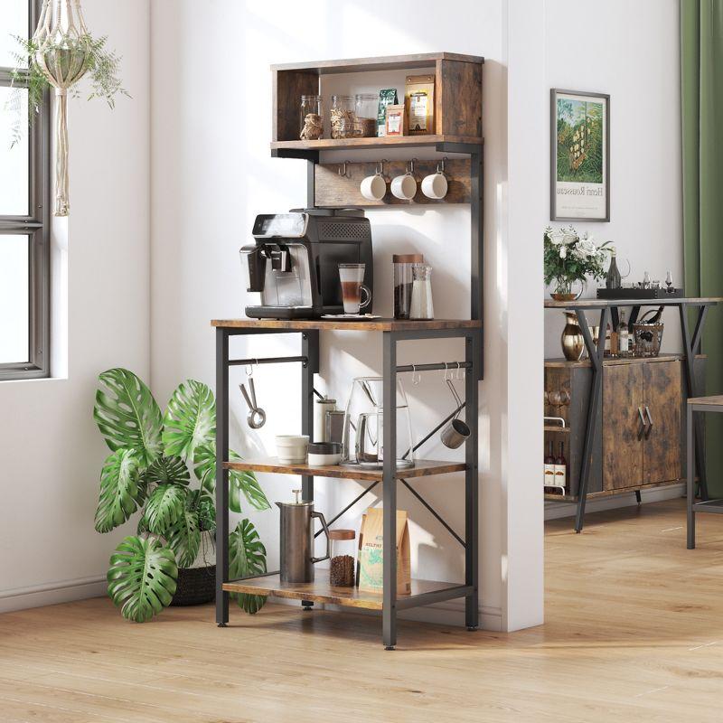 Bestier 5 Tier Microwave Stand, Coffee Bar Table with Storage for Small Space Kitchen 24in brown