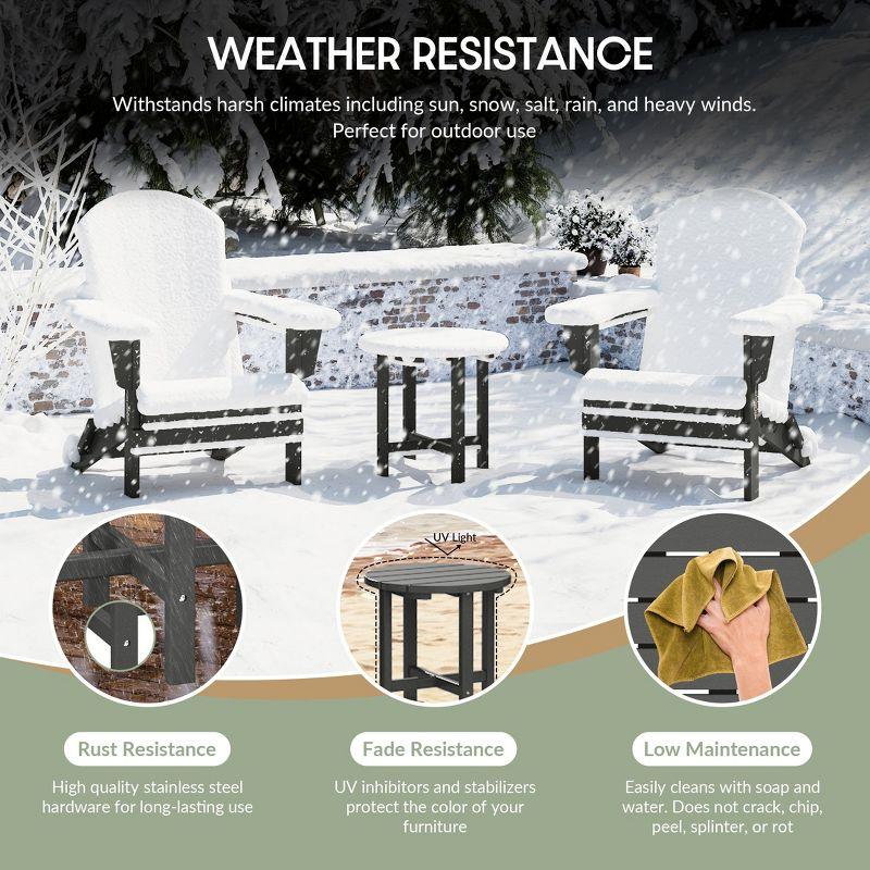 WestinTrends All-Weather Outdoor Patio Round Poly Adirondack Side Table, Gray