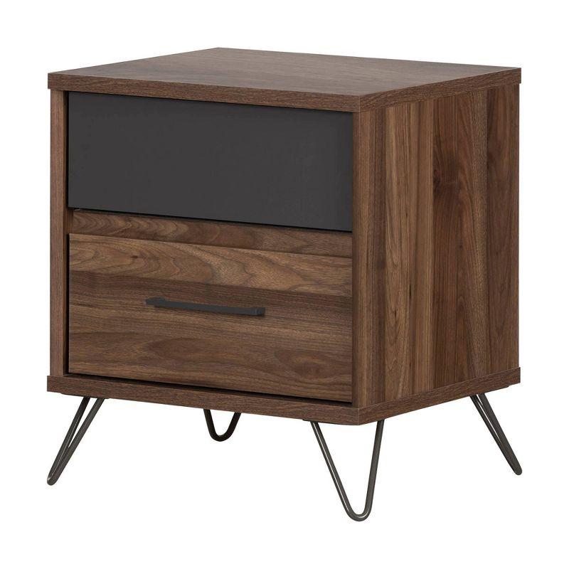 Olvyn 2 Drawer Nightstand Natural Walnut/Charcoal - South Shore