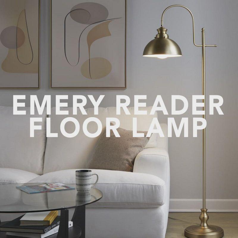 LumiSource Emery Industrial Floor Lamp in Nickel: Modern Arc Design, UL Listed, Metal Shade