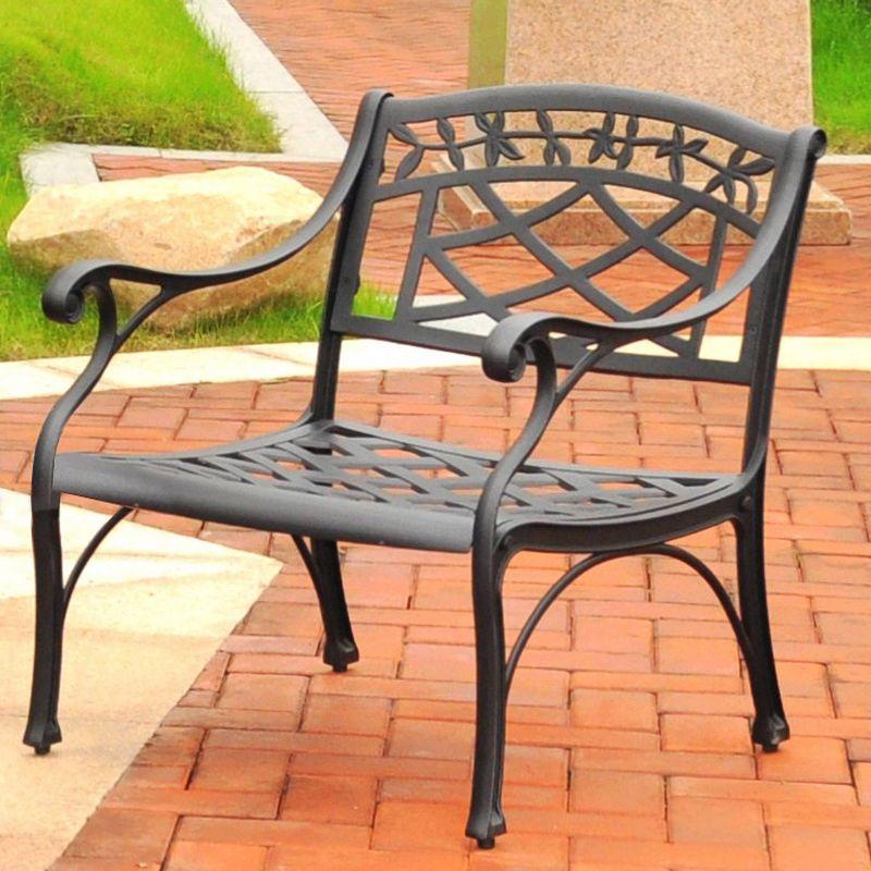 Black Aluminum Lawson Latticework Outdoor Accent Chair