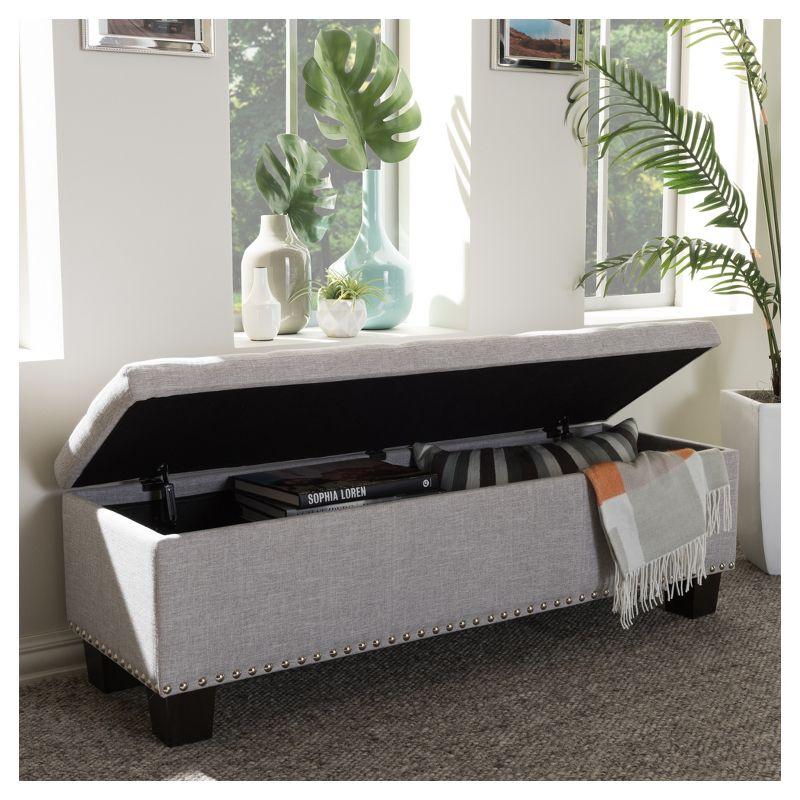 Hannah Modern and Contemporary Fabric Upholstered Button - Tufting Storage Ottoman Bench - Grayish Beige - Baxton Studio