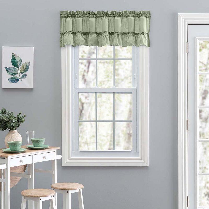 Ellis Stacey 1.5" Rod Pocket High Quality Fabric Solid Color Window Ruffled Filler Valance 54"x13" Sage