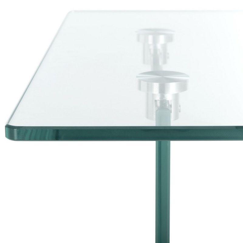 Tate Transitional 20" Square Natural Wood & Glass Accent Table