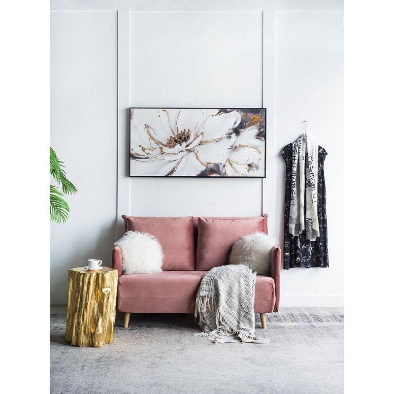 A&B Home Blooming Floral Framed Hand-Painted Wall Art - 24.5"W X 48"H X 2“L - Black Frame - Cream/Gray