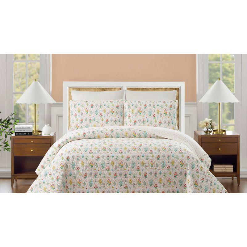 Floral Wallpaper Reversible 100% Cotton Quilt Set By Angela Staehling