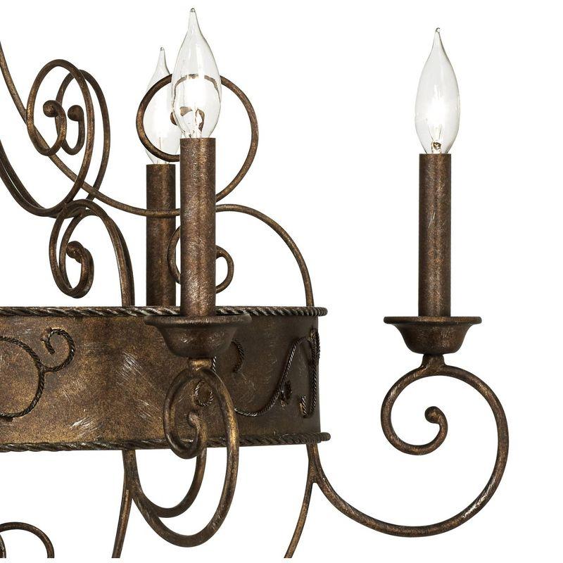 Franklin Iron Works Geralt Bronze Chandelier 30" Wide Rustic Farmhouse Candle Sleeves 6-Light Fixture for Dining Room House Kitchen Island Entryway