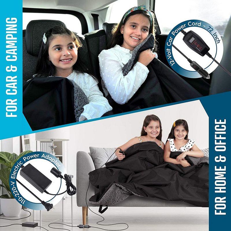 Zone Tech Faux Shearling Fleece Travel Blanket ,Grey Soft Plush Warm Comfortable Car Seat 59"x43” Blanket, Great for Winter, Home, Office and Camping