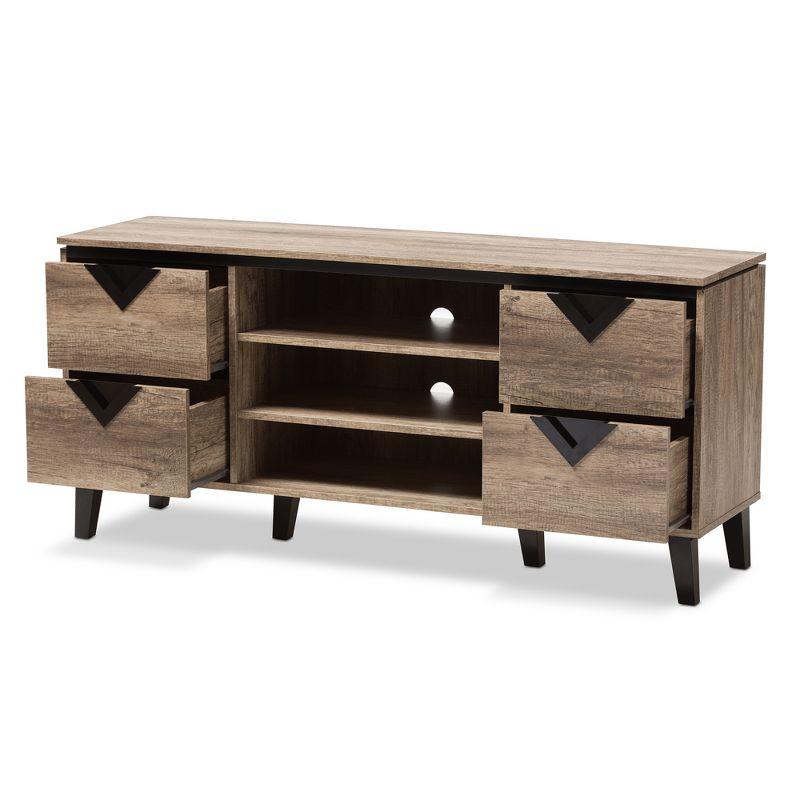 Beacon Black Oak Veneer TV Stand with Cabinet, 58.86"