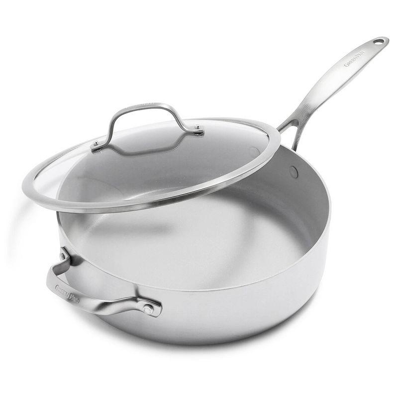 GreenPan Venice Pro 5-Quart Stainless Steel Ceramic Nonstick Sauté Pan with Lid