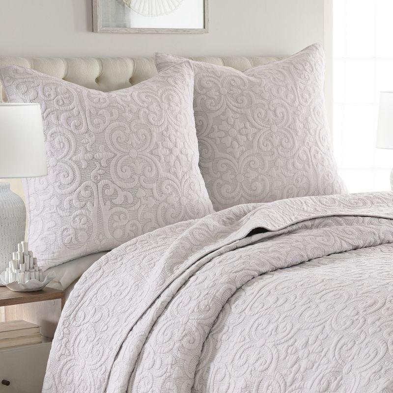 Sherbourne White and Grey Quilted Euro Sham Set