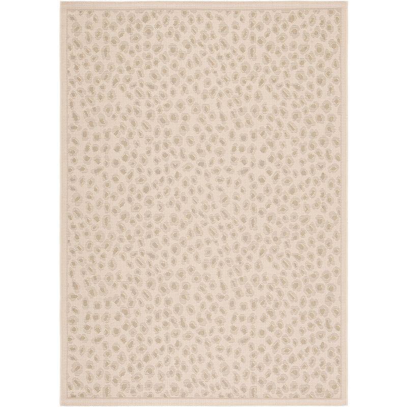 Courtyard Beige & Gold Synthetic 8' x 10' Easy-Care Outdoor Rug