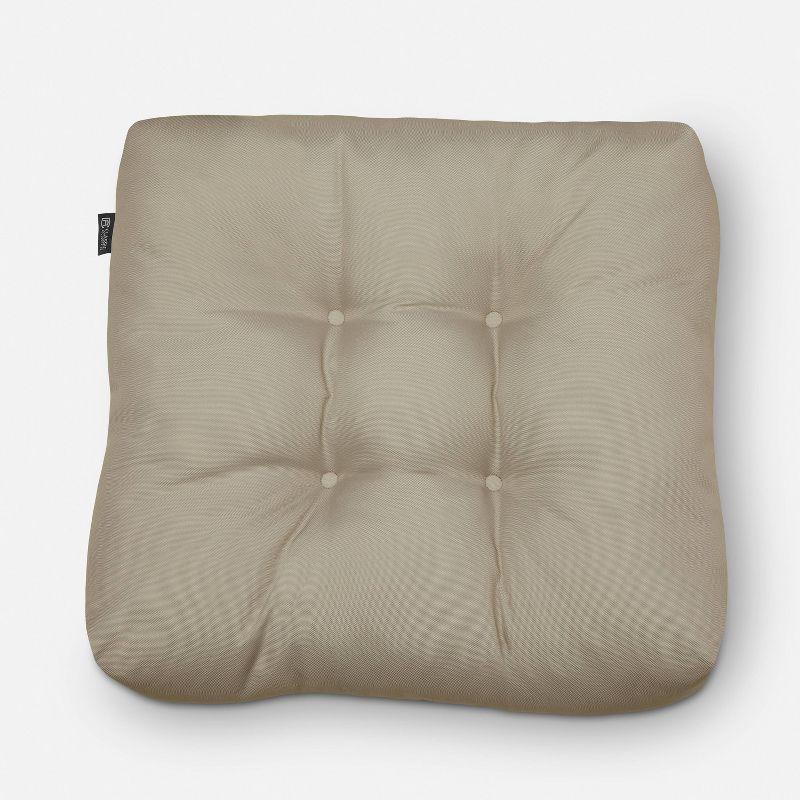 19"x19" 2pc Outdoor Seat Cushion Set Khaki - Classic Accessories: Water-Resistant, Tufted, Hand Washable