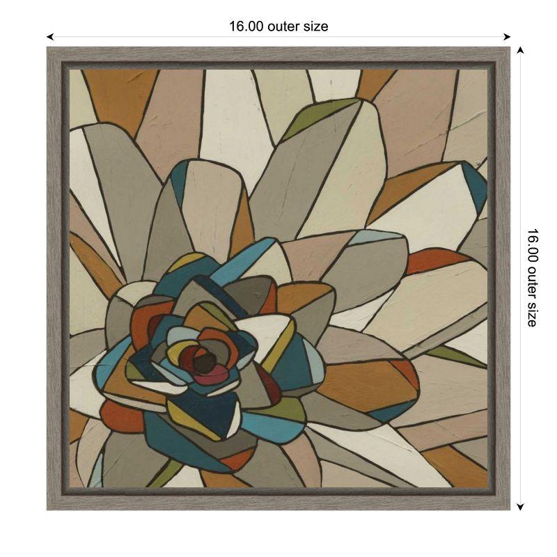 Boho Stained Glass Floral Canvas Wall Art in Brown and Teal