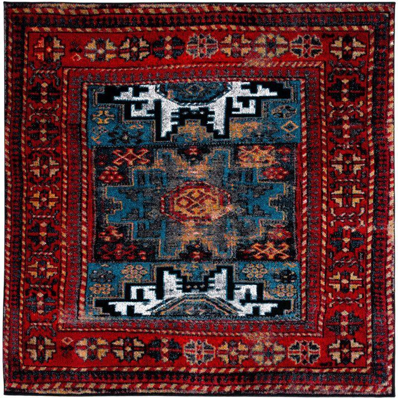 Vintage Hamadan VTH213 Power Loomed Indoor Area Rug - Red/Light Blue - 6'7"x6'7" - Safavieh