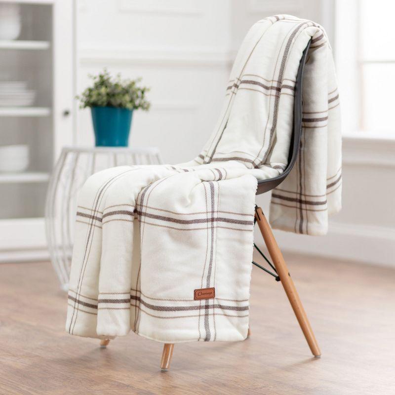 Chanasya Fleece Plaid with Reversible Faux Shearling Throw Blanket