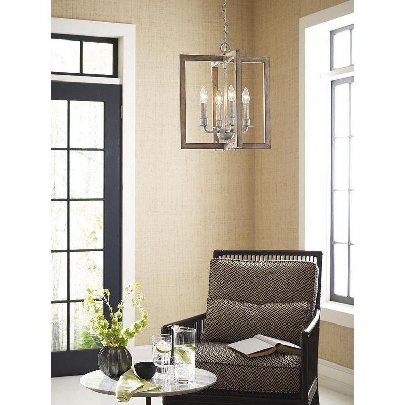 Turnbury 4-Light Galvanized Wood Frame Pendant Chandelier