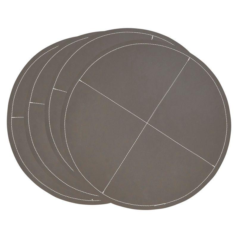 Gray Faux Leather Round Placemats Set of Four