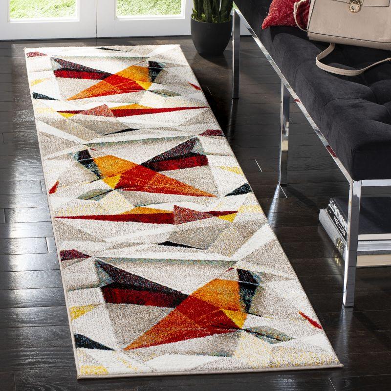 Porcello PRL6940 Power Loomed Indoor Runner Rug - 2'3"x6' - Light Grey/Orange - Safavieh