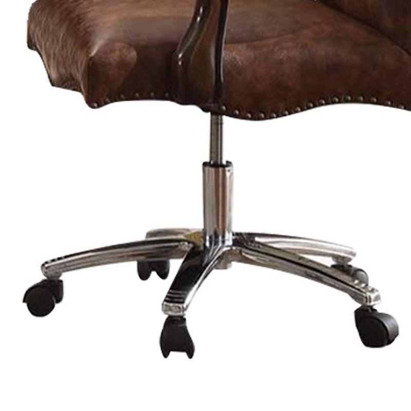 27" Versailles Active Sitting Chair Two Tone Light Brown PU and Cherry Oak - Acme Furniture: Faux Leather, Metal Frame, No Tools Assembly