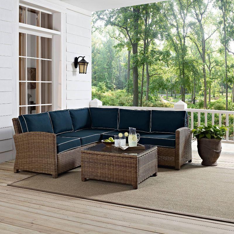 Bradenton 4-Piece Navy Cushions Steel Outdoor Sectional Set