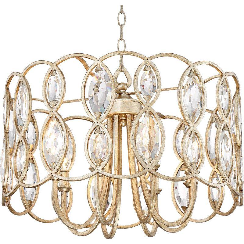 Possini Euro Design Bellmont Silver Leaf Chandelier 22 1/2" Wide Modern Clear Crystal 8-Light Fixture for Dining Room House Kitchen Entryway Bedroom