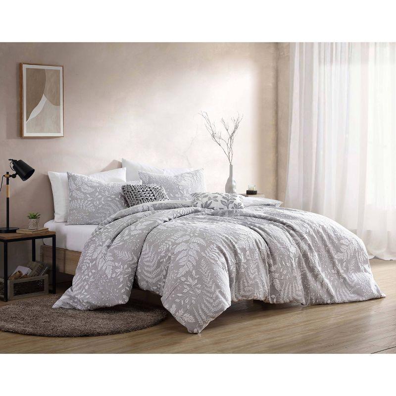 Riverbrook Home 6pc Queen Inverness Comforter Bedding Set Gray: Matelasse Design, Botanical Pattern, Includes Decorative Pillows