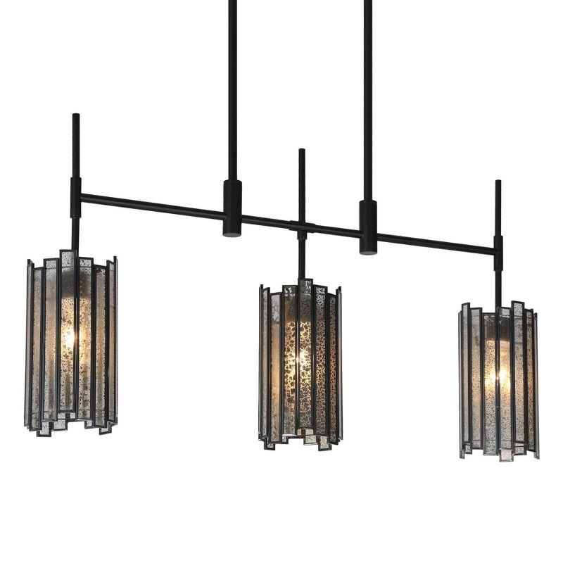 Matte Black Linear Mercury Glass Cylinder LED Island Light