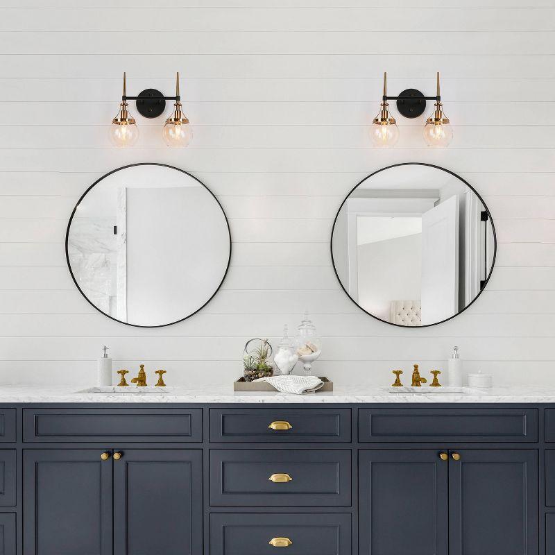 LNC Capensis Matte Black and Polished Gold Globe Bathroom Vanity Light Bar