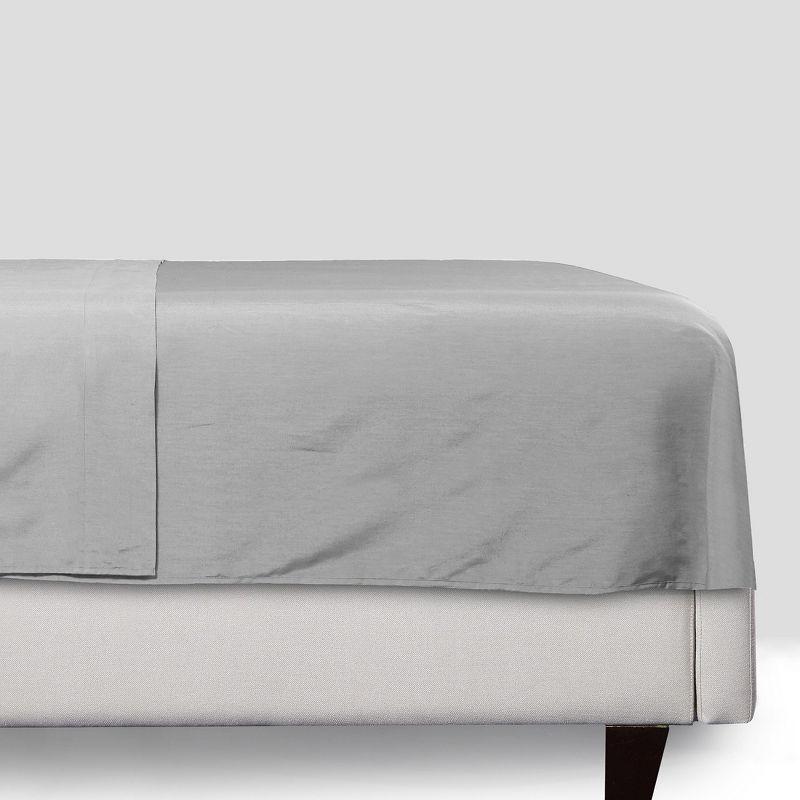 Flat Sheet Only, 400 Thread Count 100% Cotton Sateen, Soft & Durable by California Design Den - Light Gray, King