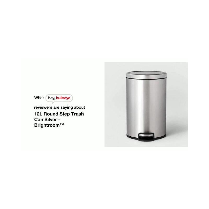 12L Round Step Trash Can White - Brightroom™: Stainless Steel, Indoor Bin with Lid, Smooth Finish, 3.1 Gallon Capacity