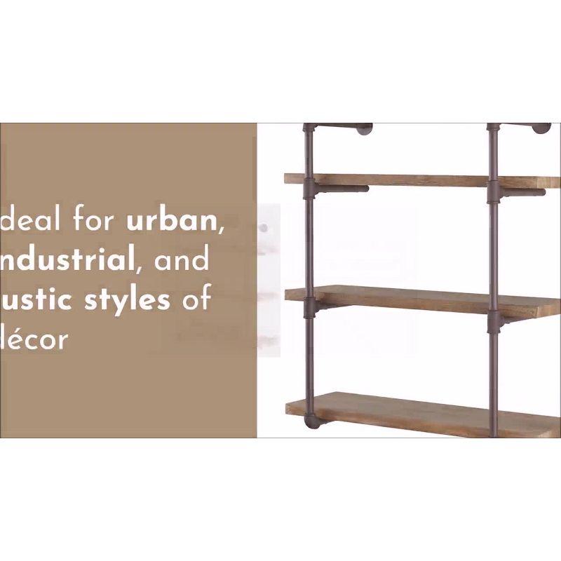 Danya B. 35" x 31.5" Three Tier Industrial Pipe Wall Shelf Natural: Laminated, Metal Frame, 90lb Capacity