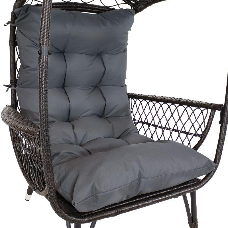 Sunnydaze Shaded Comfort Wicker Outdoor Egg Chair with Legs - 56.5" H - Gray