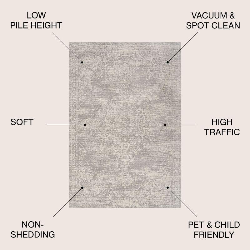 3'x5' Alhambra Ornate Medallion Modern Area Rug, Ivory - JONATHAN Y