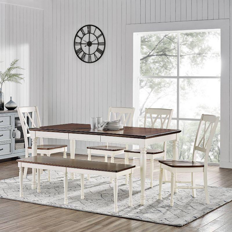 Shelby 6-Piece Antique White Extendable Dining Set with Bench