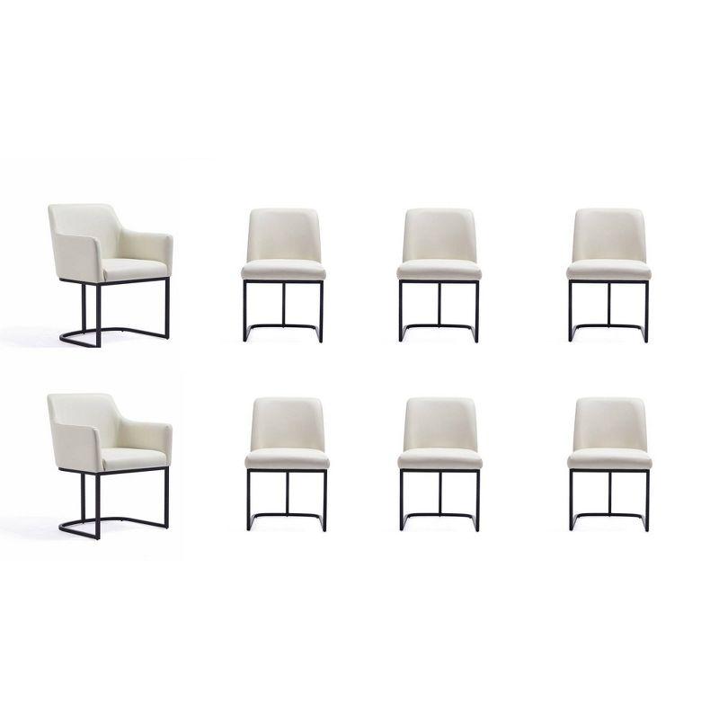 Set of 8 Serena Modern Leatherette Upholstered Dining Chair Set Cream - Manhattan Comfort: Plush, Steel Frame, No Assembly Required