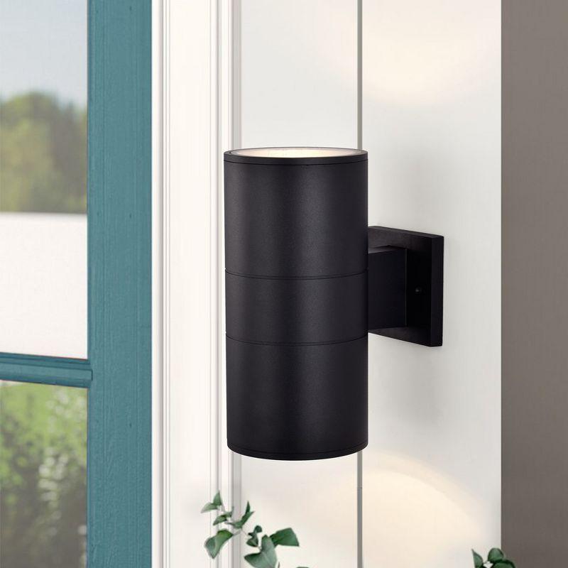 Matte Black Aluminum Cylinder Outdoor Wall Sconce