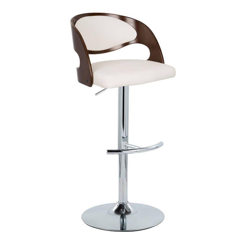 Set of 2 Pino Adjustable Barstools Cherry/White - LumiSource: Upholstered, Footrest, Counter Height