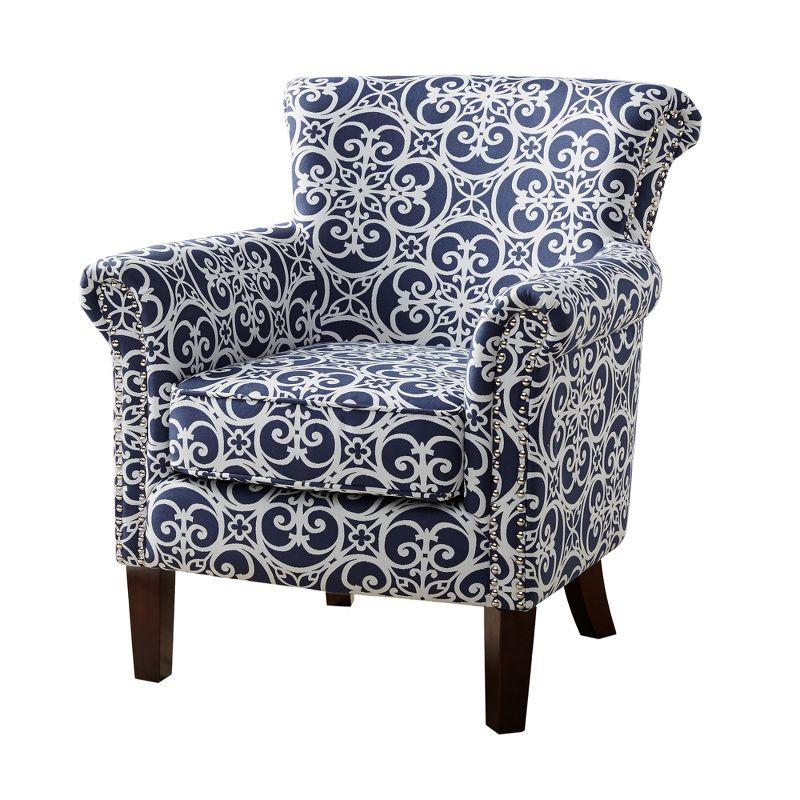 Navy Geometric 30" Wood Base Accent Chair