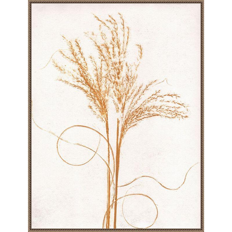 Mustard Silvergrass Beaded Framed Canvas Wall Art